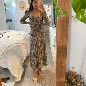 Zara leopard print long sleeve maxi dress